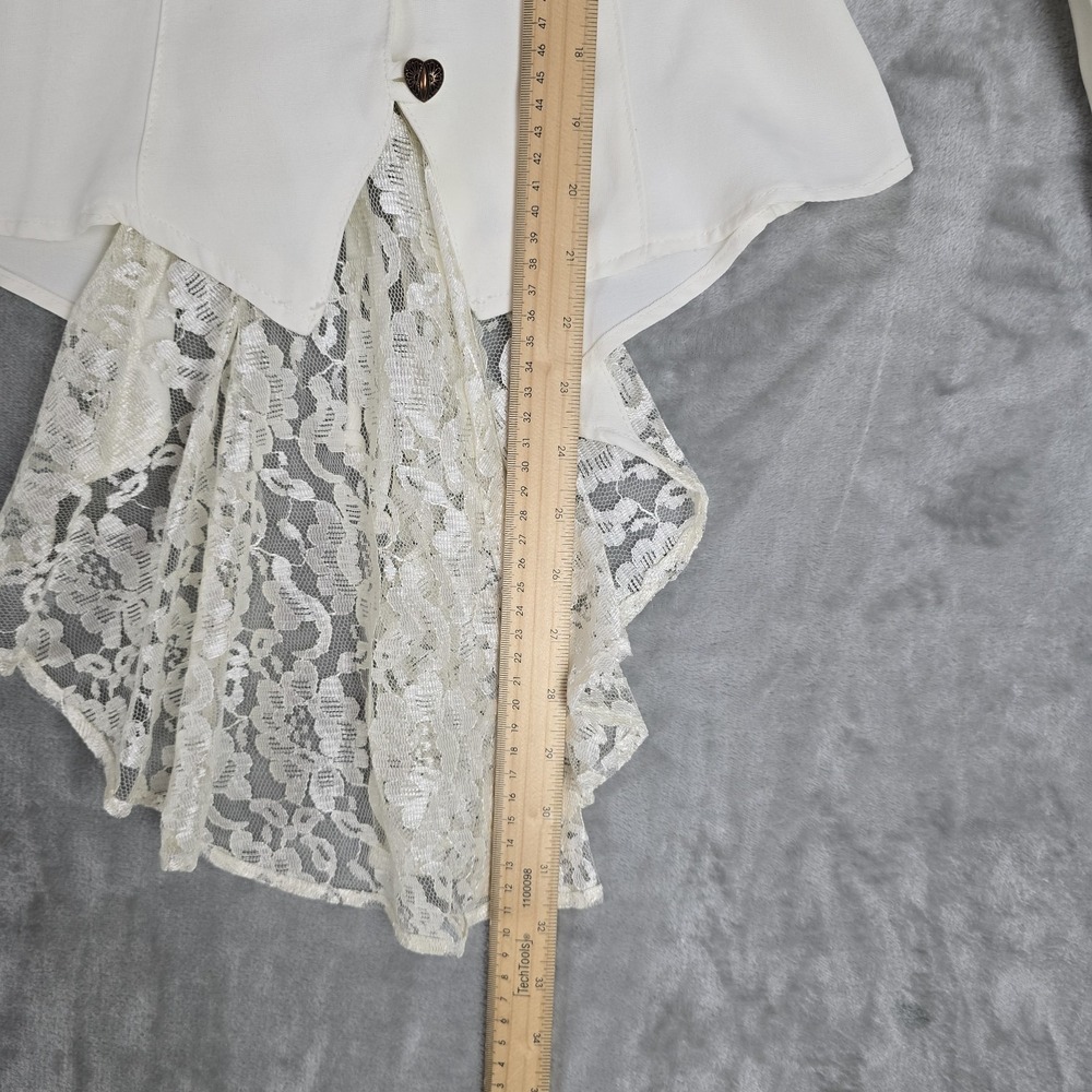 Vintage Victorian Lace Peplum Blouse Womens XS/S Cream Boho Bridal Romantic - Picture 11 of 13